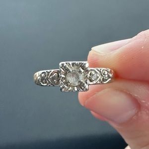 Vintage 14k yellow gold and white gold diamond ring